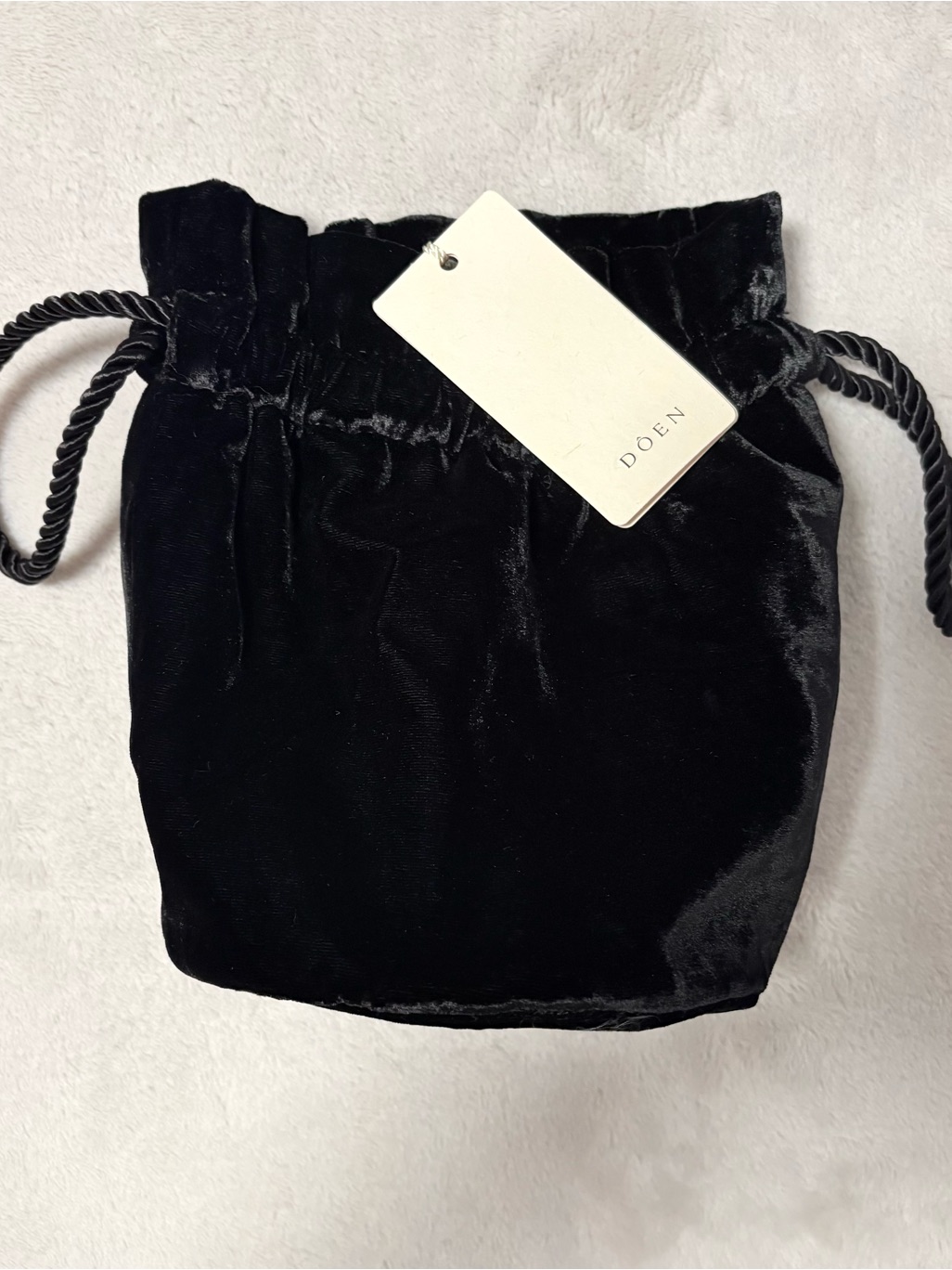 Doen Black Velvet Mini Bucket Cosmetic Bag Nwt